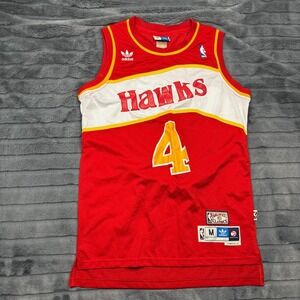 Adidas Spud Webb Atlanta Hawks Jersey Mens Medium Red Hardwood Classics NBA 4